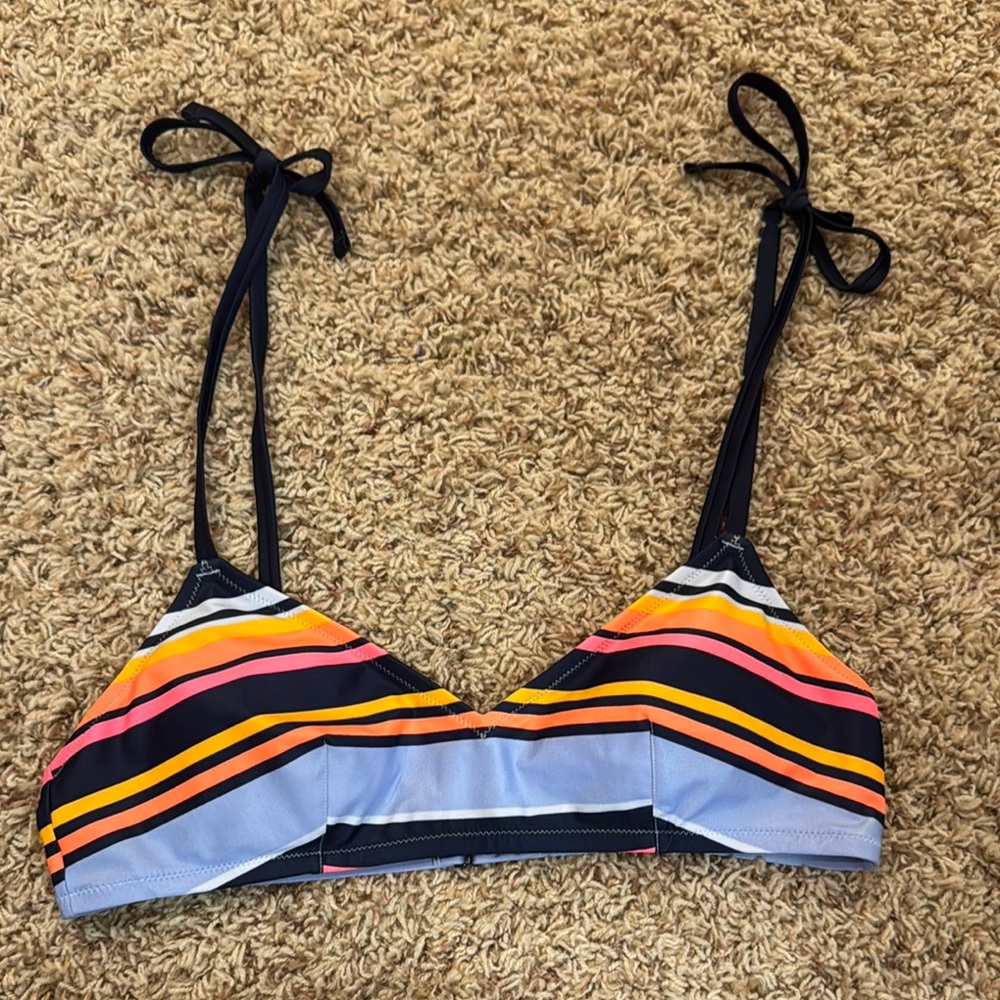 Aerie Tie strap Striped Scoop Bikini Top
